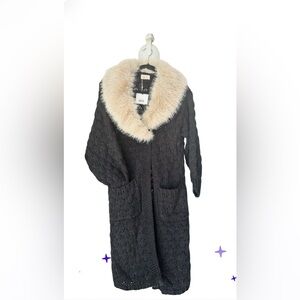 Nekane NKN Cardigan with Detachable Faux Fur Collar Black Size M